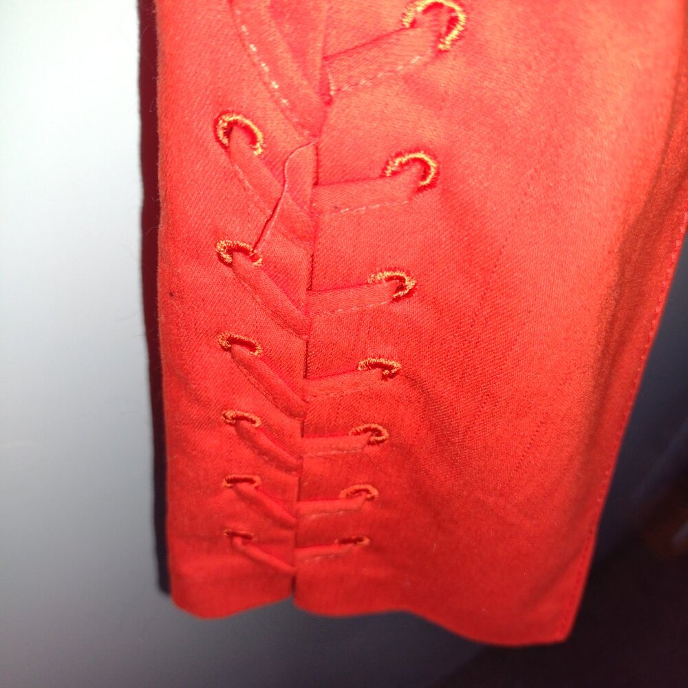 Zac & Rachel -Deep Coral Capri Pants with Lace Up Detail - Picture 2 of 5